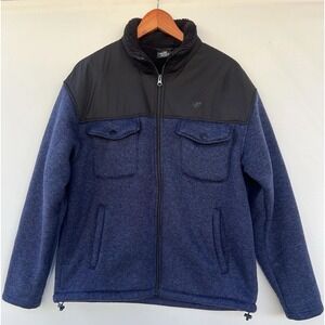 New Balance Full Zip‎ Men's Size Large Fleece Jacket Black Blue Outdoors